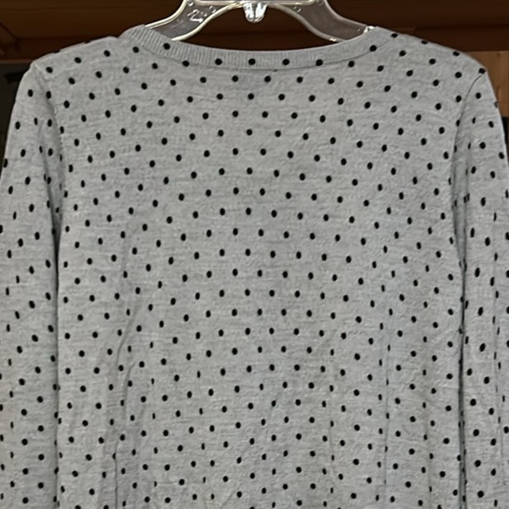 Talbots Merino Wool Polka Dot Cardigan Sweater Gray XLP Buttons Teacher
V - Picture 9 of 13